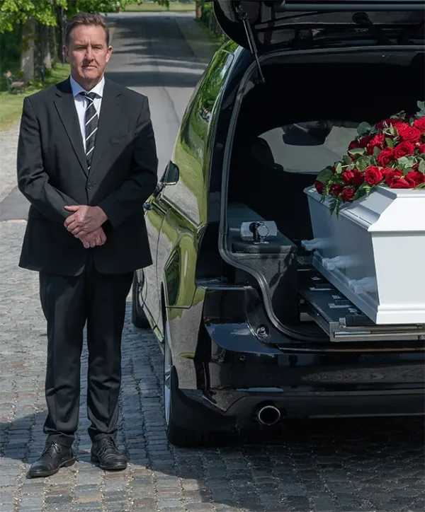 Bedemanden ved rustvognen