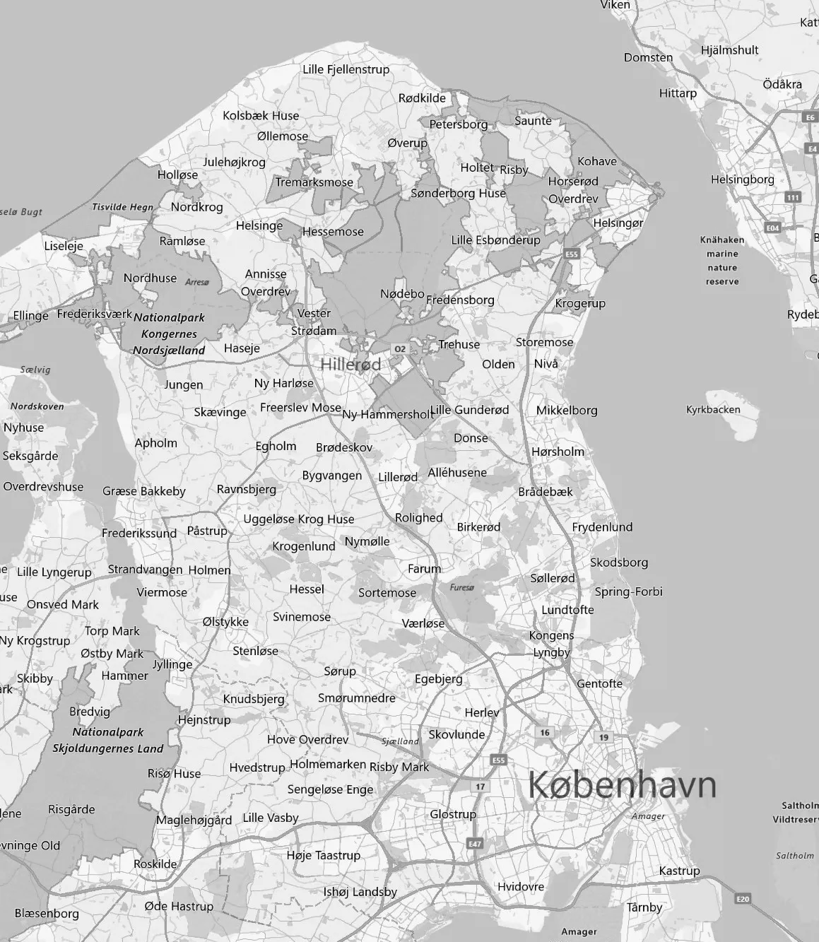 Afdelingskort Nordsjælland