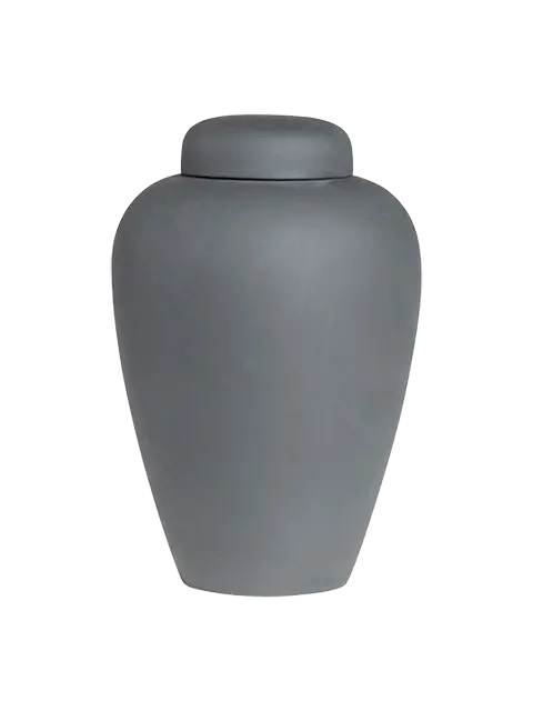 Lerurnen er den mest traditionelle af alle urner. Den har været brugt i tusindvis af år. Her er det en sort urne fra hjertebegravelse.dk - Lille